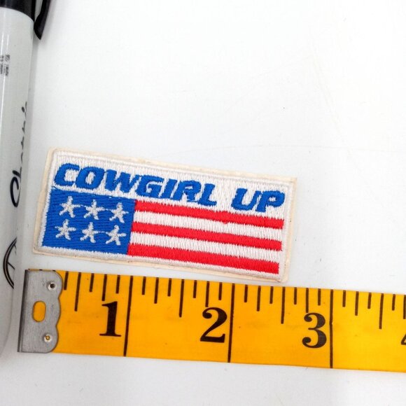 Cowgirl Up Embroidered Patch Red White Blue Rodeo Stars Stripes USA Flag Ladies - Picture 5 of 8